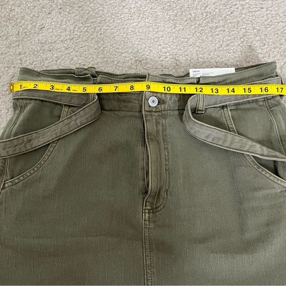 🌴NWT American Eagle Women's Army Green Skirt with Belt Size 12 - Picture 8 of 8